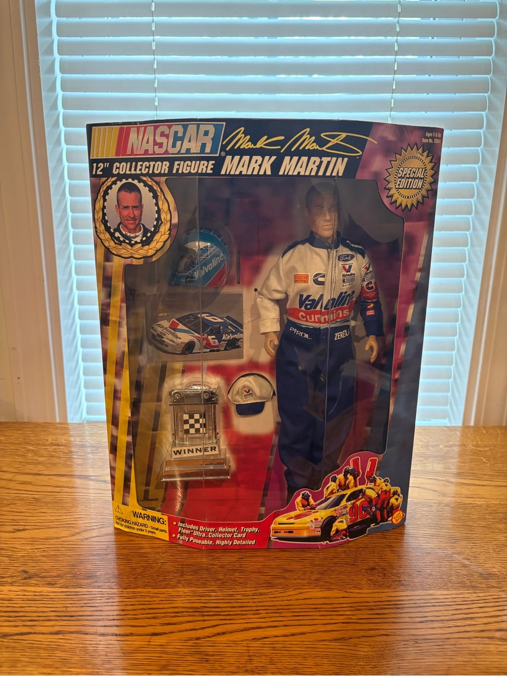 Vintage NASCAR Mark Martin 12" Collector Figure in White & Blue Valvoline Suit